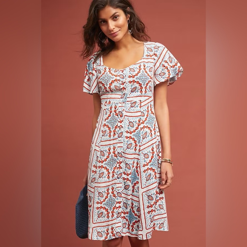 ANTHROPOLOGIE Maeve Praslin Printed Mini Dress Size 0